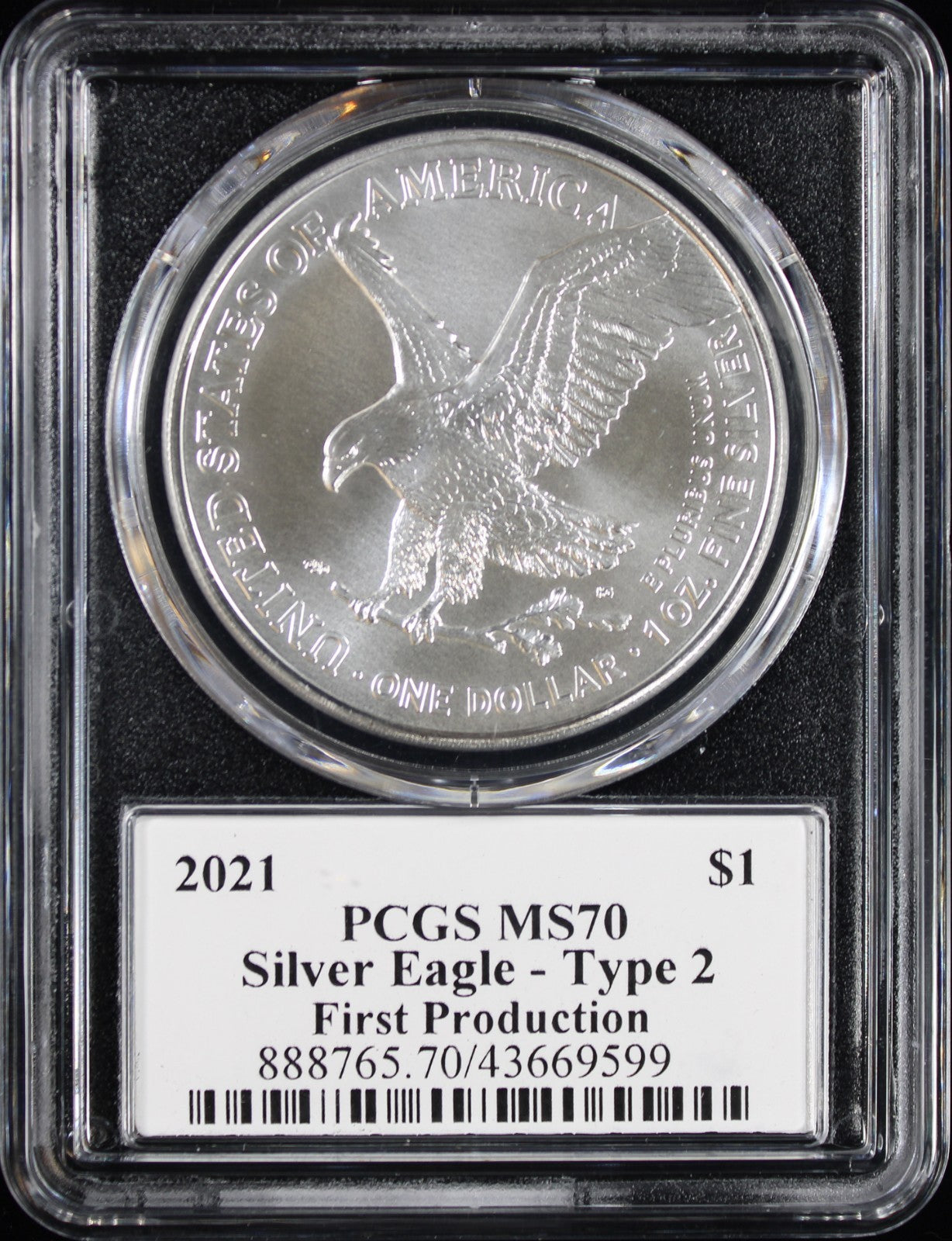 2021 Silver Eagle PCGS MS70 Damstra Signed Type 2