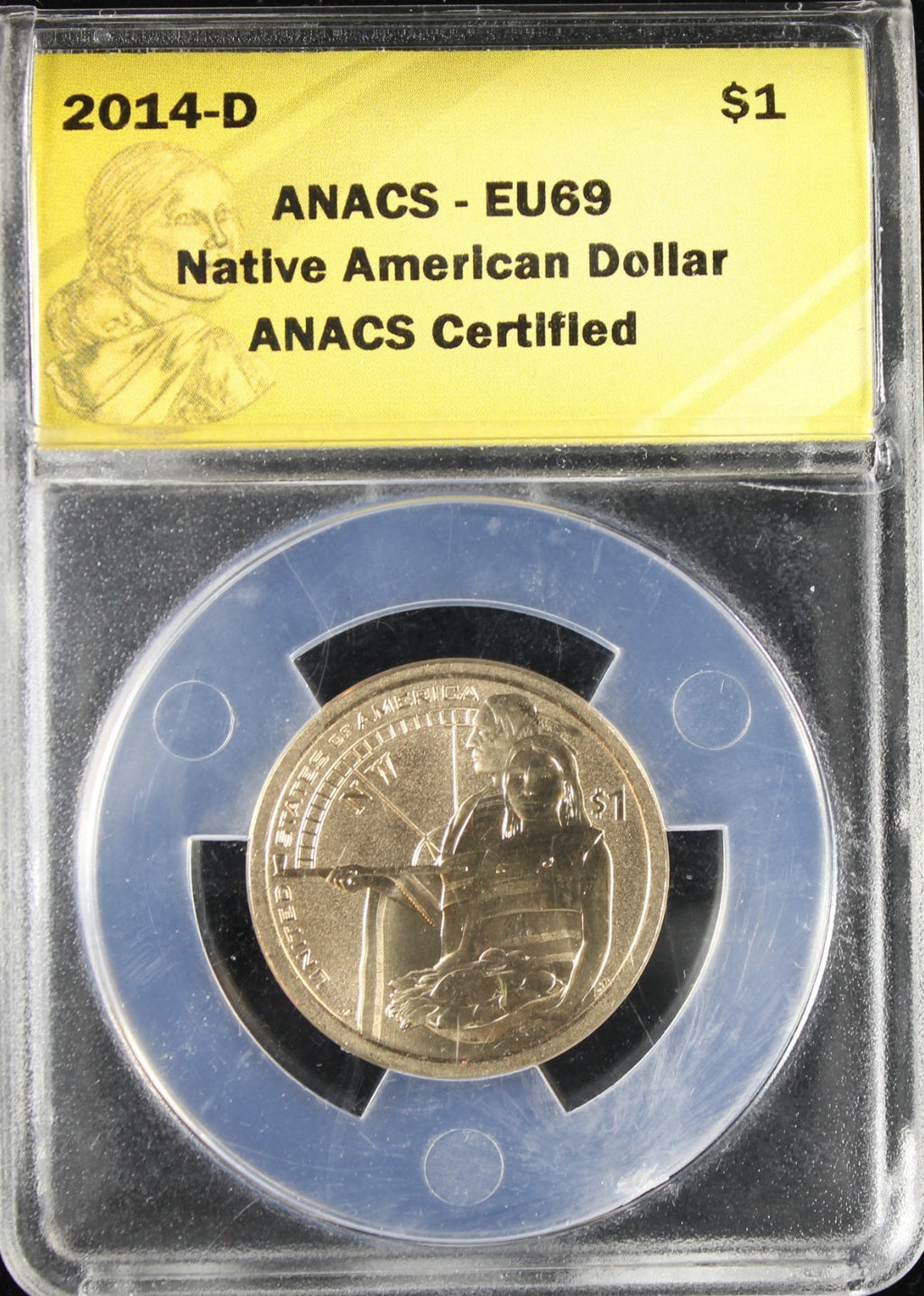 2014-D $1 ANACS Native American Dollar EU69
