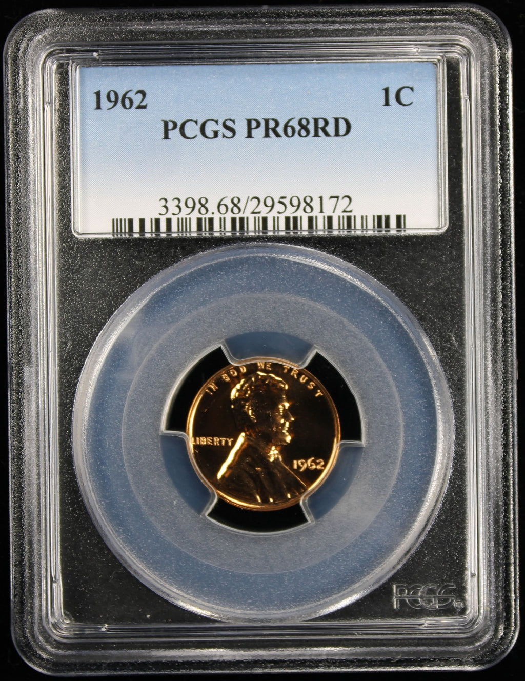 1962 Proof Lincoln Cent 1c PCGS PR68 RD
