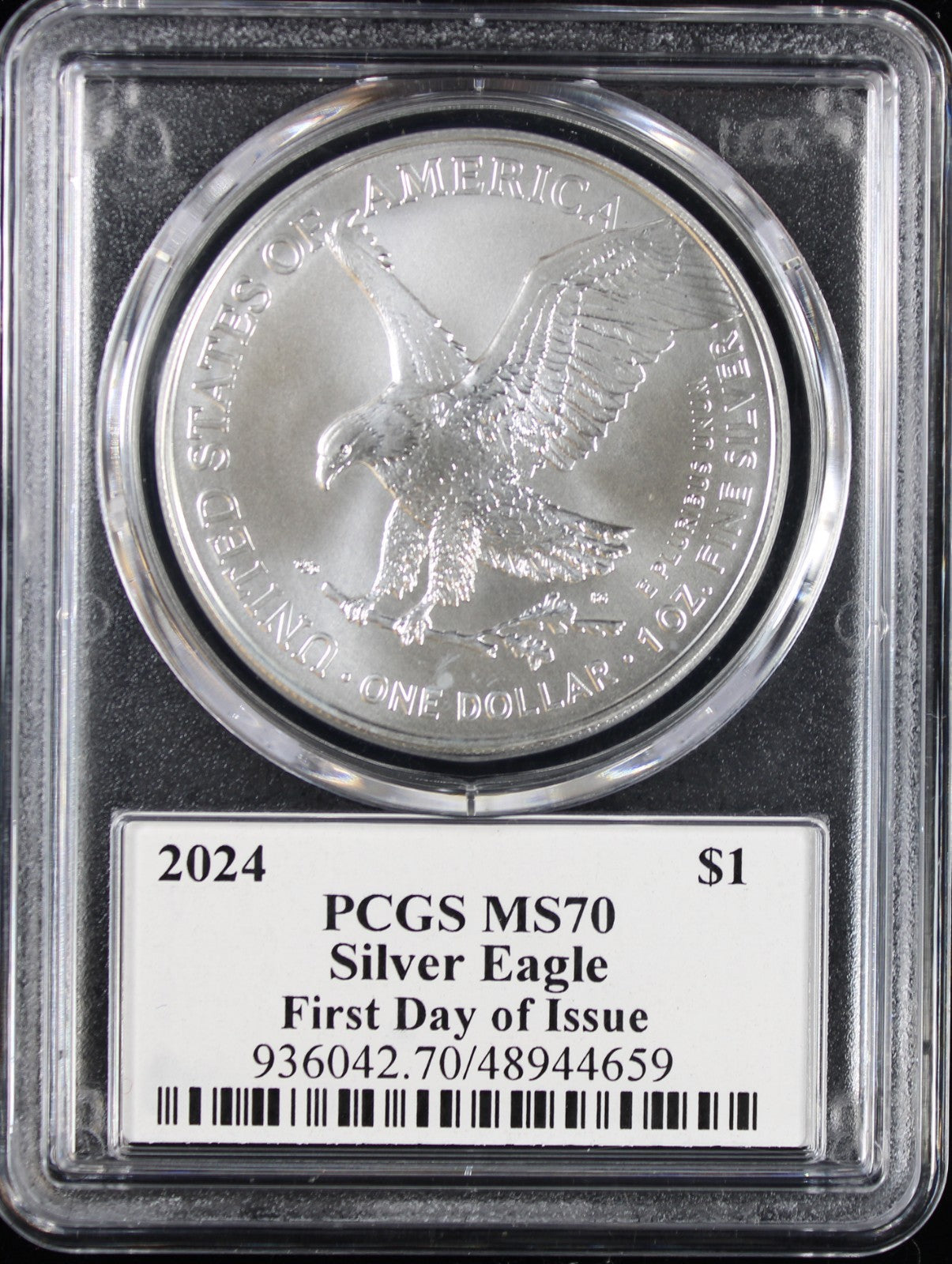 2024 Silver Eagle PCGS MS70 Damstra Signed First Day of Issue