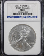 2007-W Silver Eagle NGC MS70 Early Releases