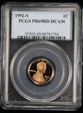 1992-S Proof Lincoln Cent 1c PCGS PR69 Rd RED Deep Cameo