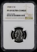 1968-S Jefferson Proof Nickel 5c NGC PF69 Ultra Cameo