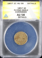 1857 Flyer Cent 1c ANACS AU58 Details