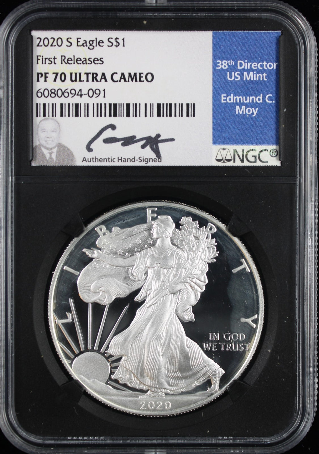 2020-S Silver Eagle NGC PR70UCAM Moy Signed First Releases