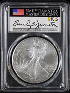 2024 Silver Eagle PCGS MS70 Damstra Signed First Day of Issue