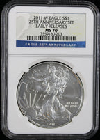 2011 Silver Eagle 25th Anniversary Set NGC PF/MS70