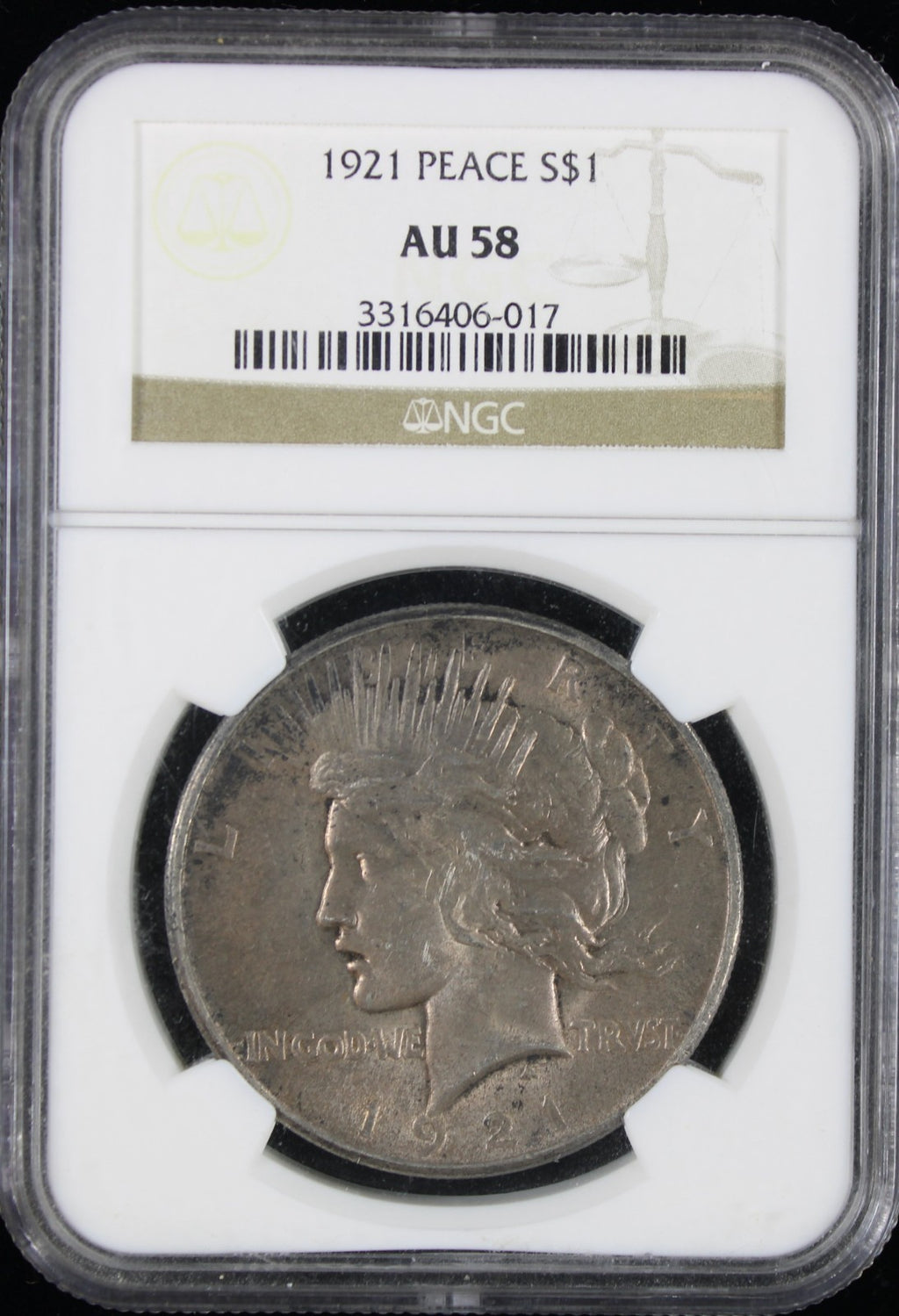 1921 Peace $1 NGC AU58