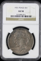 1921 Peace $1 NGC AU58