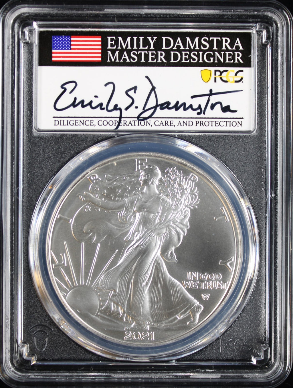 2021 Silver Eagle PCGS MS70 Damstra Signed Type 2