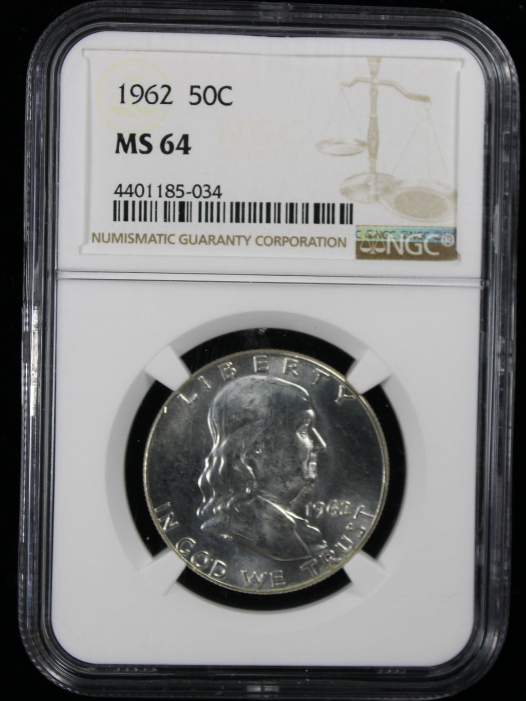 1962 Franklin Half Dollar 50c NGC MS64