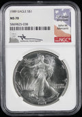 1989 Silver Eagle NGC MS70 Mercanti Label