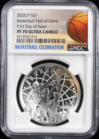 2020 $1 Basketball Hall of Fame $1 NGC PF70 Ultra Cameo First Day of Issue