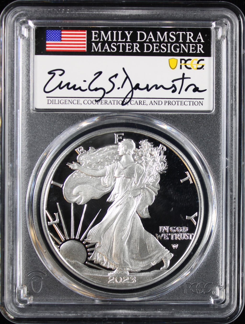 2023-W Silver Eagle PCGS PR70DCAM Damstra Signed Advance Releases