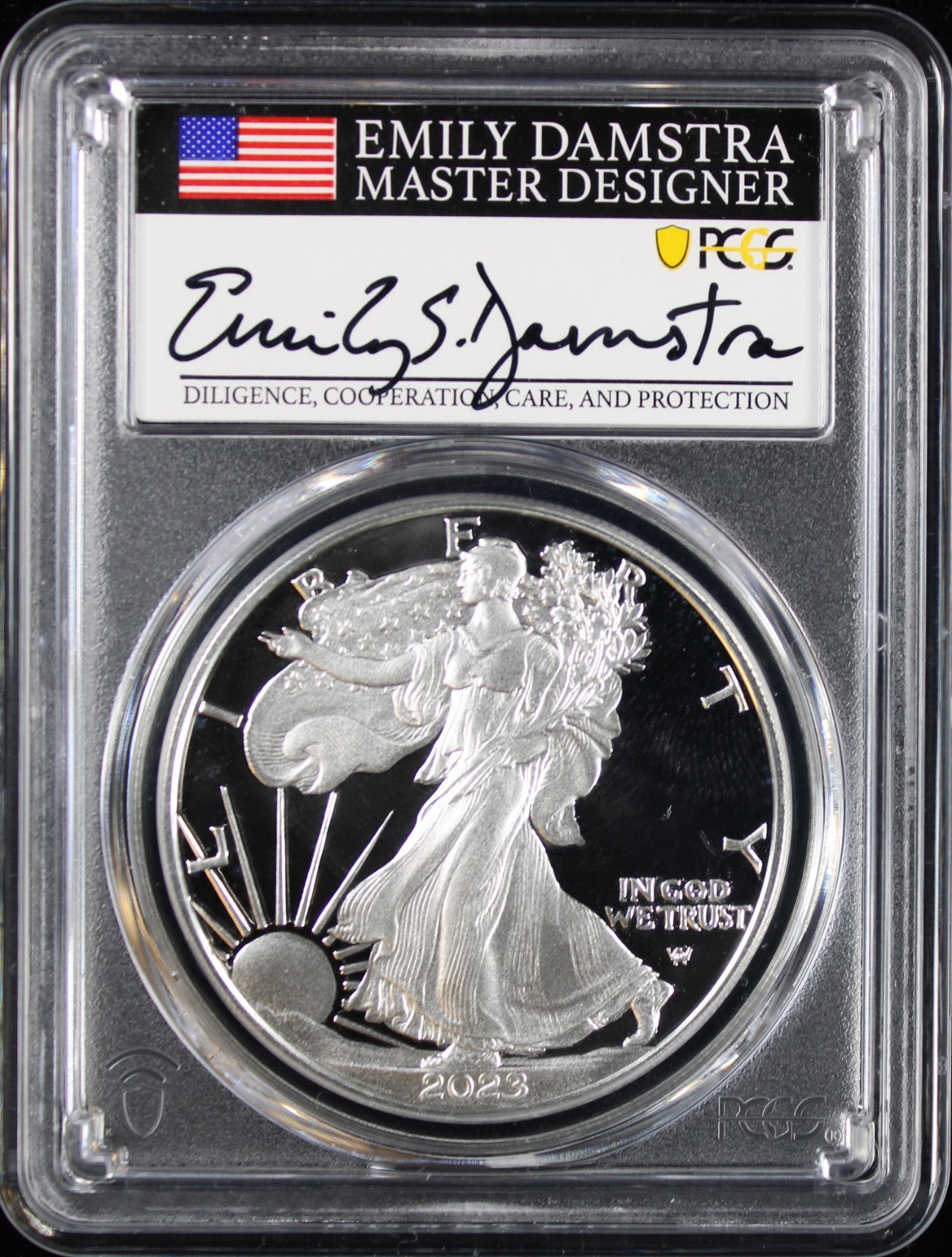 2023-W Silver Eagle PCGS PR70DCAM Damstra Signed Advance Releases