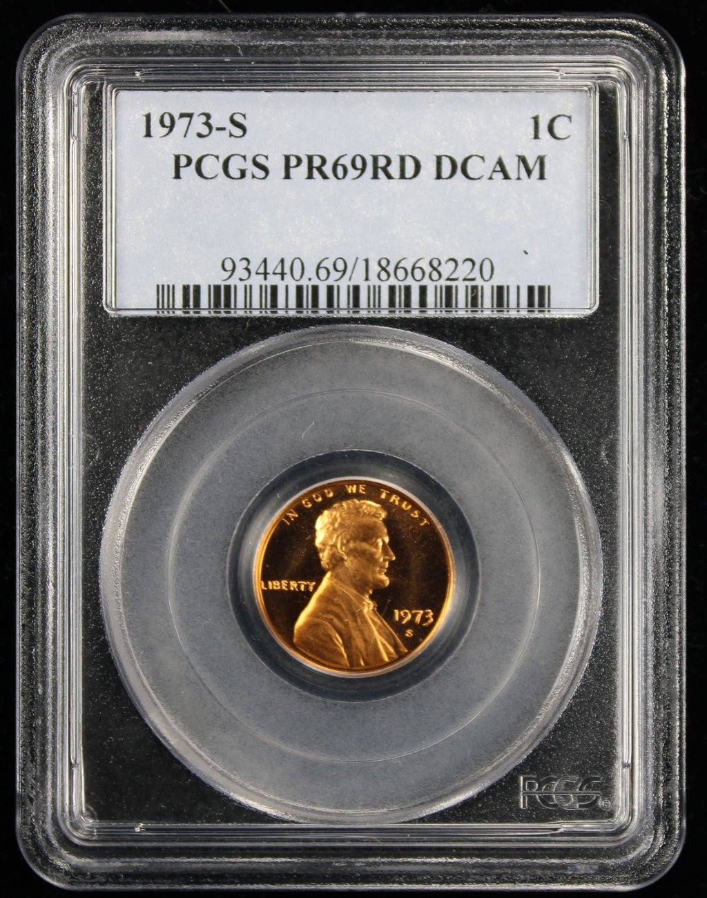 1973-S Proof Lincoln Cent 1c PCGS PR69 Rd RED Deep Cameo