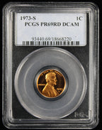 1973-S Proof Lincoln Cent 1c PCGS PR69 Rd RED Deep Cameo