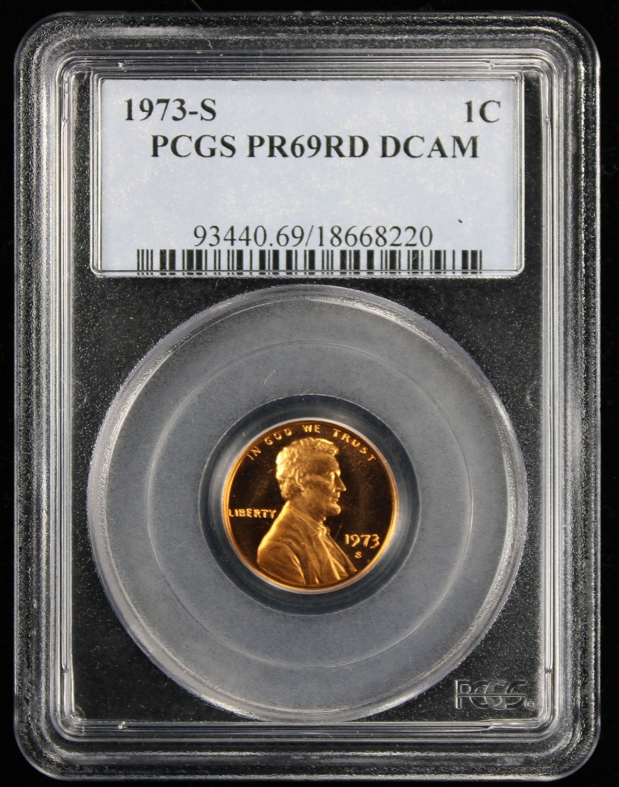 1973-S Proof Lincoln Cent 1c PCGS PR69 Rd RED Deep Cameo