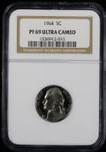 1964 Jefferson Proof Nickel 5c NGC PF69 Ultra Cameo