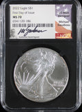 2022 Silver Eagle NGC MS70 Guadioso Signed First Day of Issue