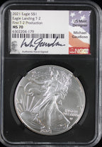 2021 Silver Eagle NGC MS70 First Day of Issue Guadioso Signed Type 2