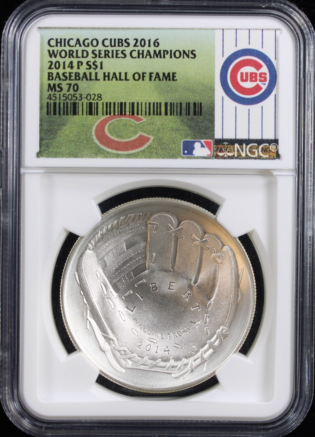 Chicago Cubs 2016 World Series Champions 2014 $1 Baseball Hall of Fame NGC MS70