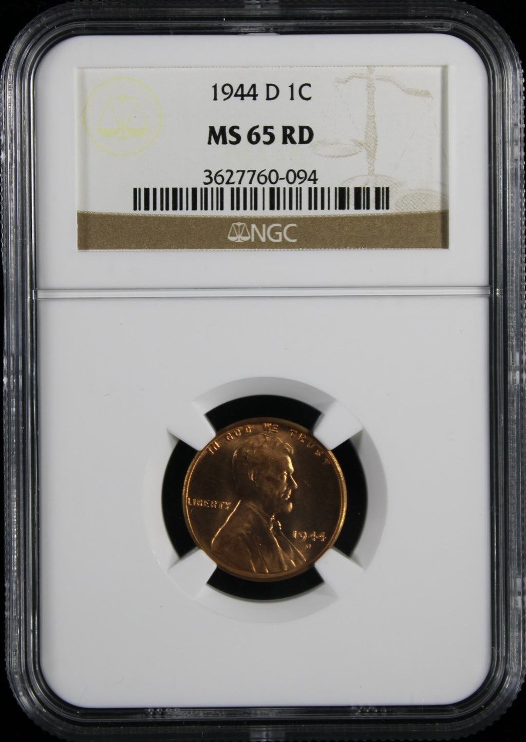 1944-D Lincoln Wheat Cent 1c PCGS MS65RD