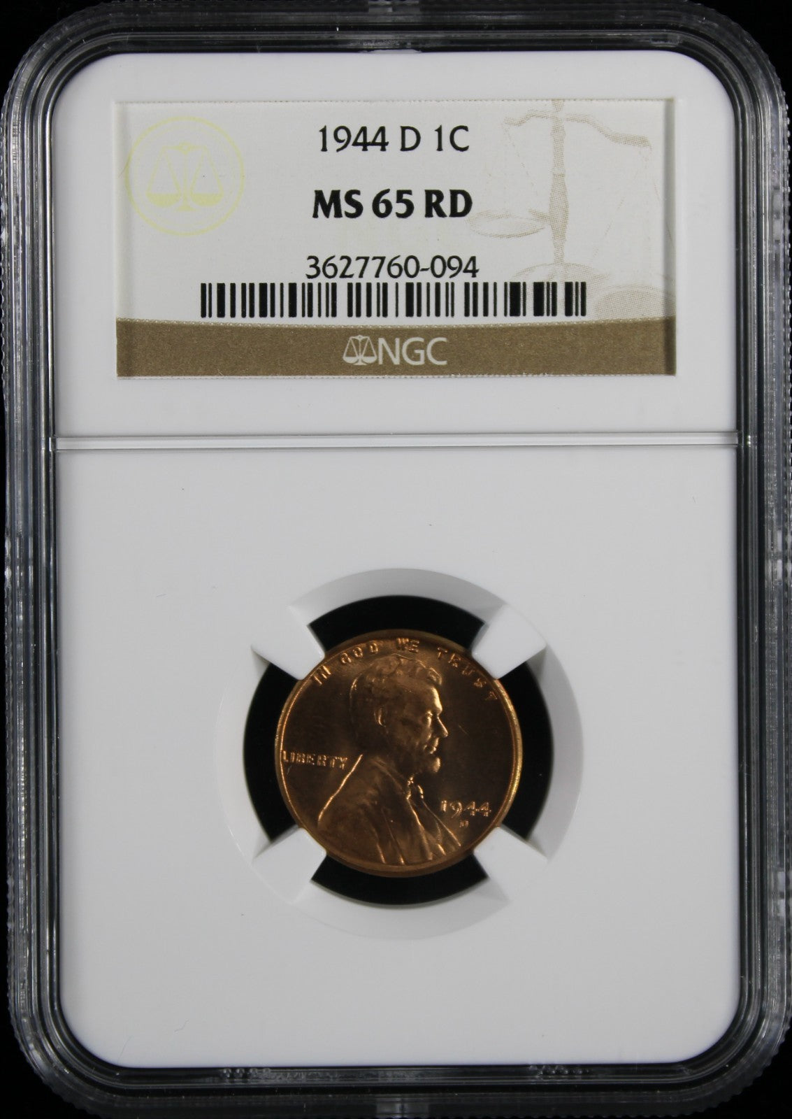 1944-D Lincoln Wheat Cent 1c PCGS MS65RD