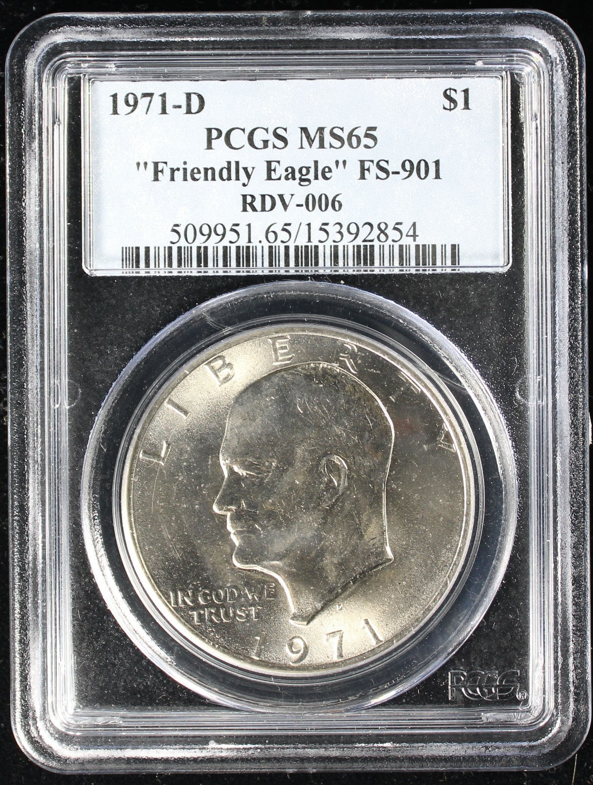 1971-D Eisenhower Clad Dollar $1 PCGS MS65 FS-901 "Friendly Eagle"