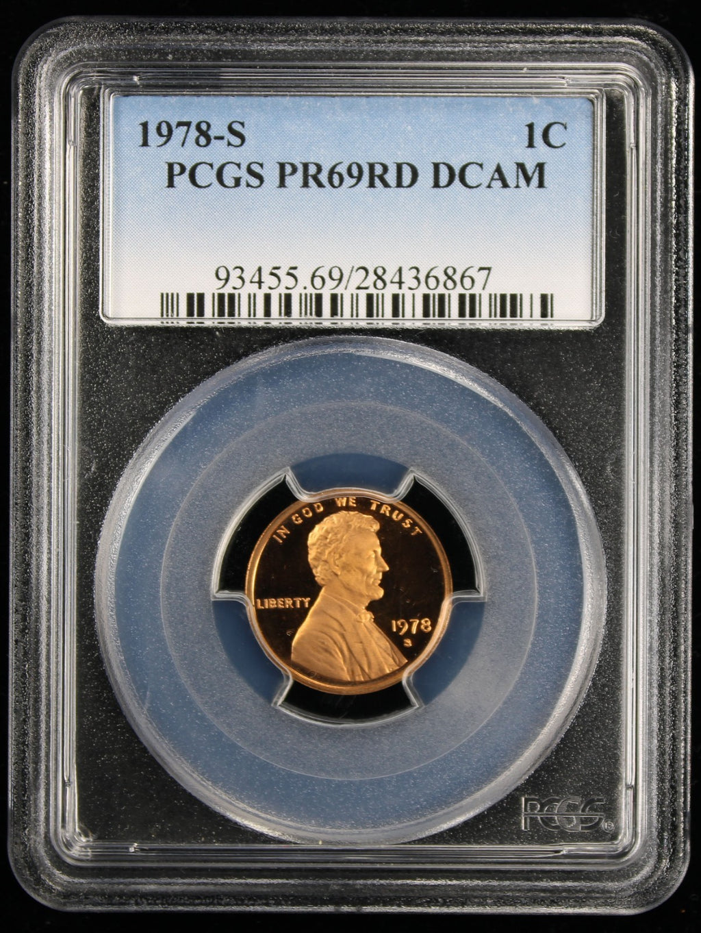 1978-S Proof Lincoln Cent 1c PCGS PR69 Rd RED Deep Cameo