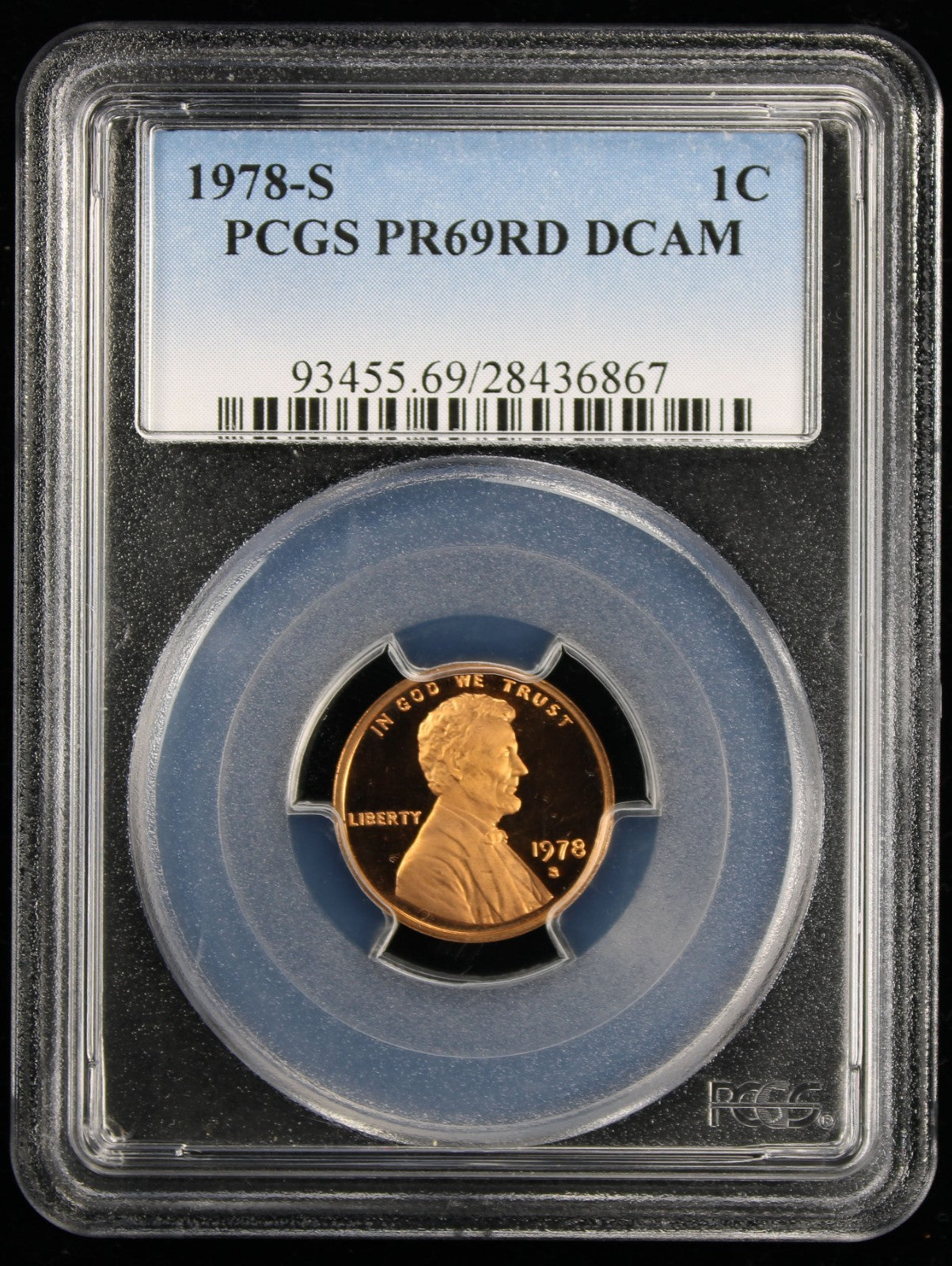 1978-S Proof Lincoln Cent 1c PCGS PR69 Rd RED Deep Cameo