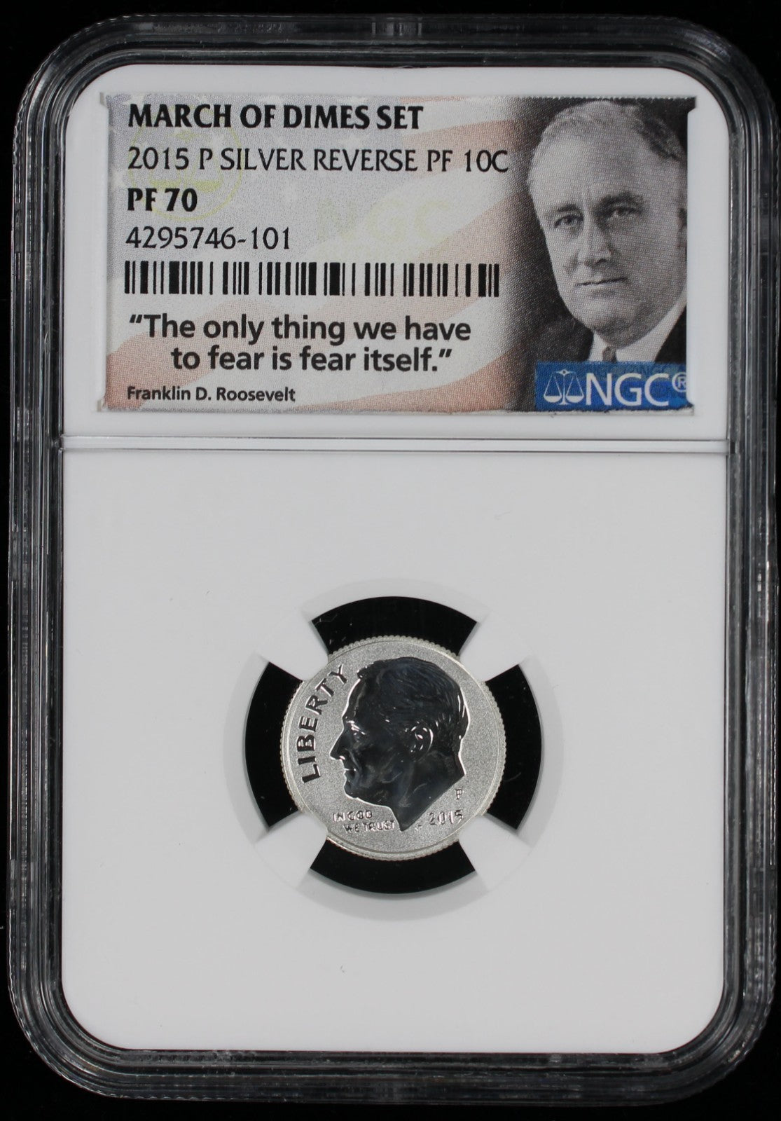 2015-P Reverse Proof Roosevelt Silver Dime 10c NGC PF70 UCAM Ultra Cameo