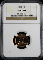 1964 Proof Lincoln Cent 1c NGC PR67 RD