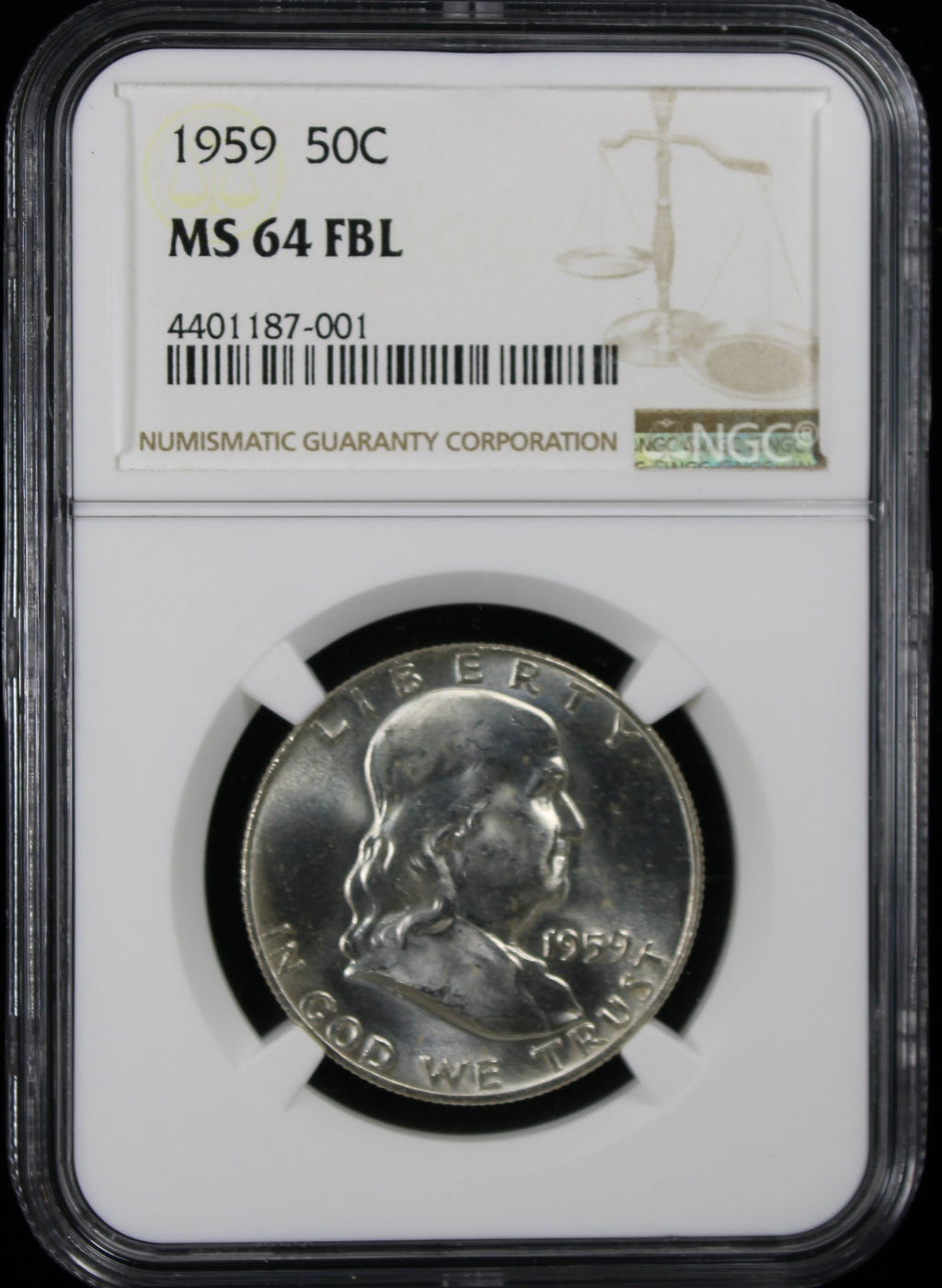 1959 Franklin Half Dollar 50c NGC MS64 FBL