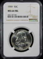 1959 Franklin Half Dollar 50c NGC MS64 FBL
