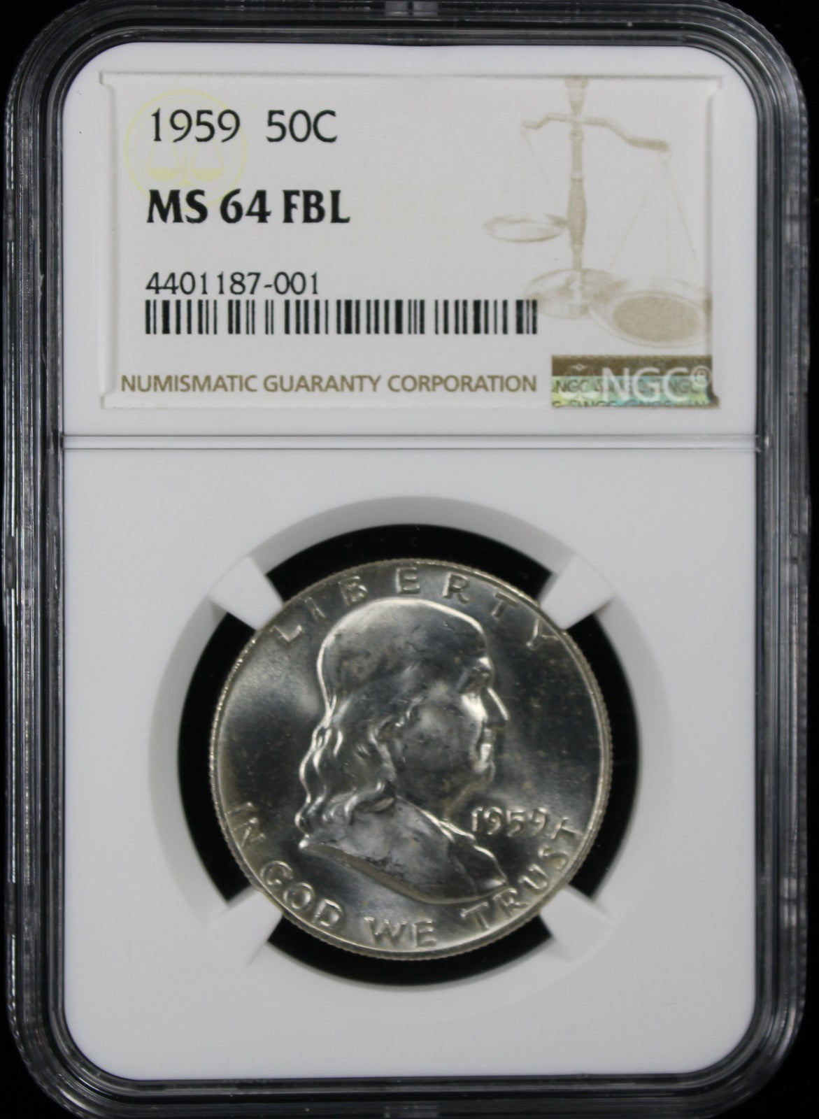 1959 Franklin Half Dollar 50c NGC MS64 FBL