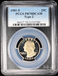 1981-S Proof Washington Quarter Type 2 25c PCGS PR70 DCAM Deep Cameo