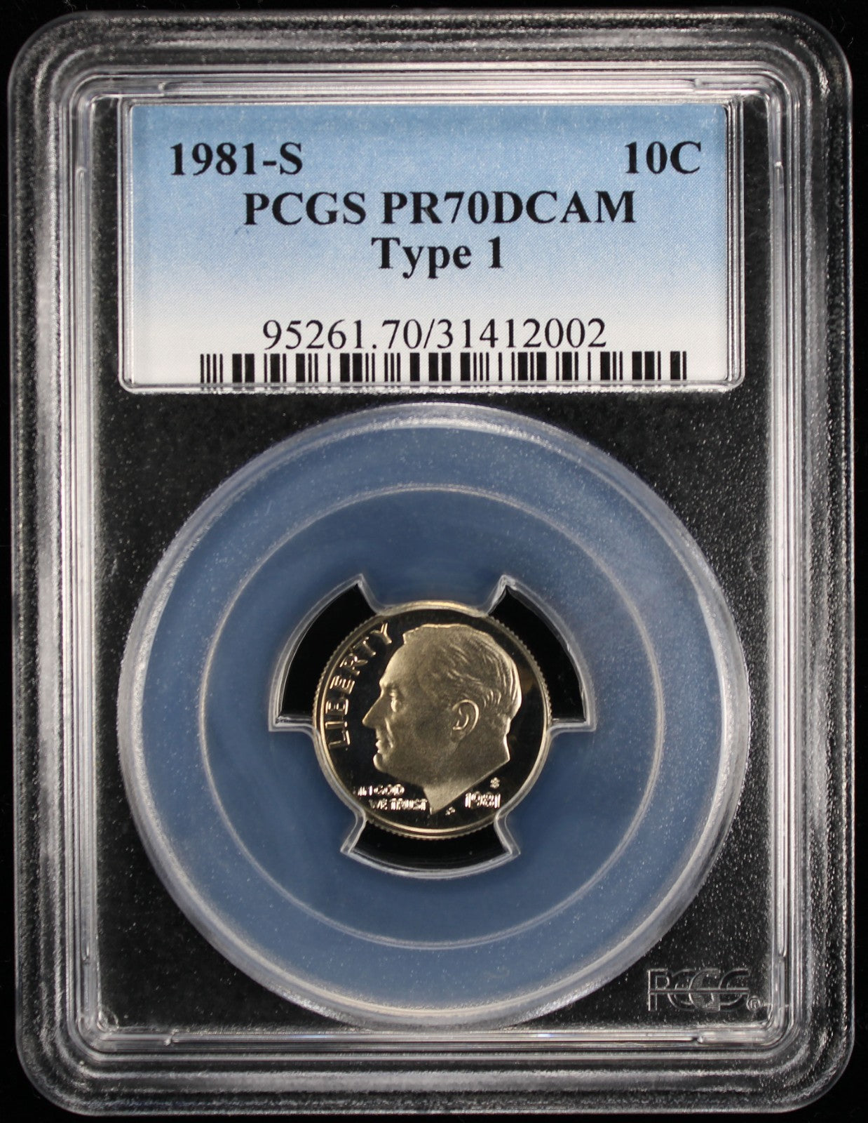 1981-S Type 1 Proof Roosevelt Dime 10c PCGS PR70 DCAM Deep Cameo