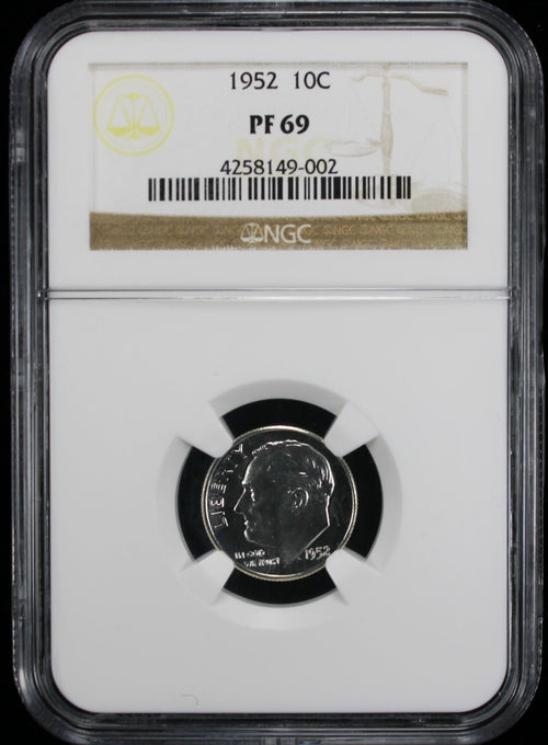 1952 Proof Roosevelt Silver Dime 10c NGC PF69