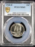 1968-D Washington Quarter 25c PCGS MS65