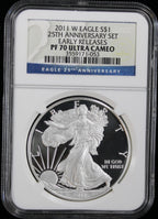 2011 Silver Eagle 25th Anniversary Set NGC PF/MS70
