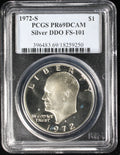 1972-S Eisenhower Silver Dollar $1 PCGS PR69 Deep Cameo FS-101 DDO