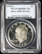 1972-S Eisenhower Silver Dollar $1 PCGS PR69 Deep Cameo FS-101 DDO