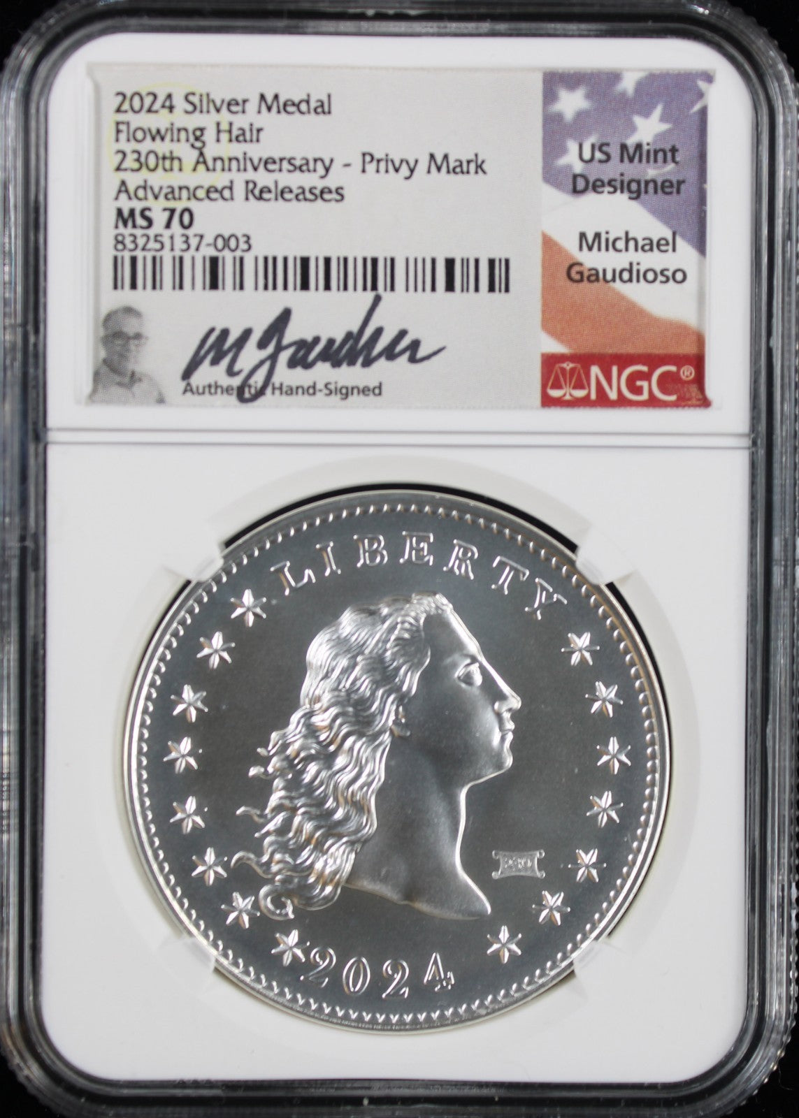 2024 Flowing Hair Medal 230th Anniversary NGC MS70 Privy Mark