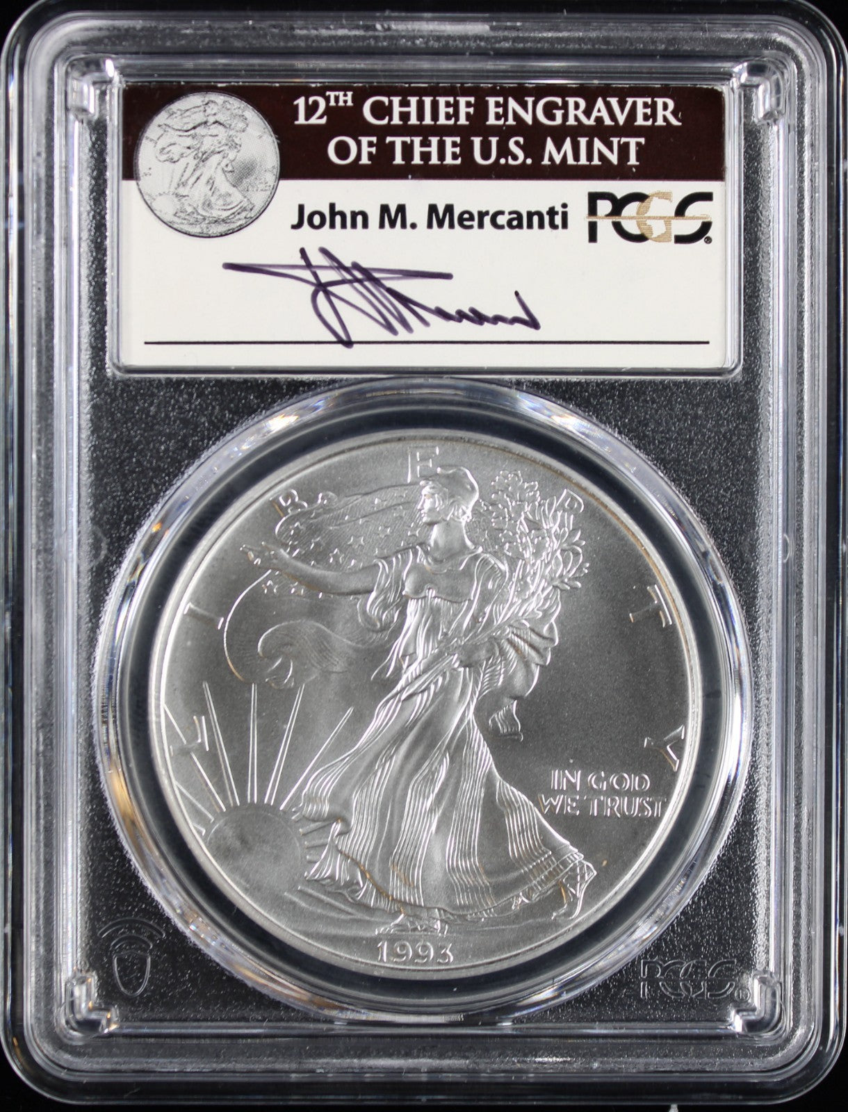 1995 Silver Eagle PCGS MS70 Mercanti Signed