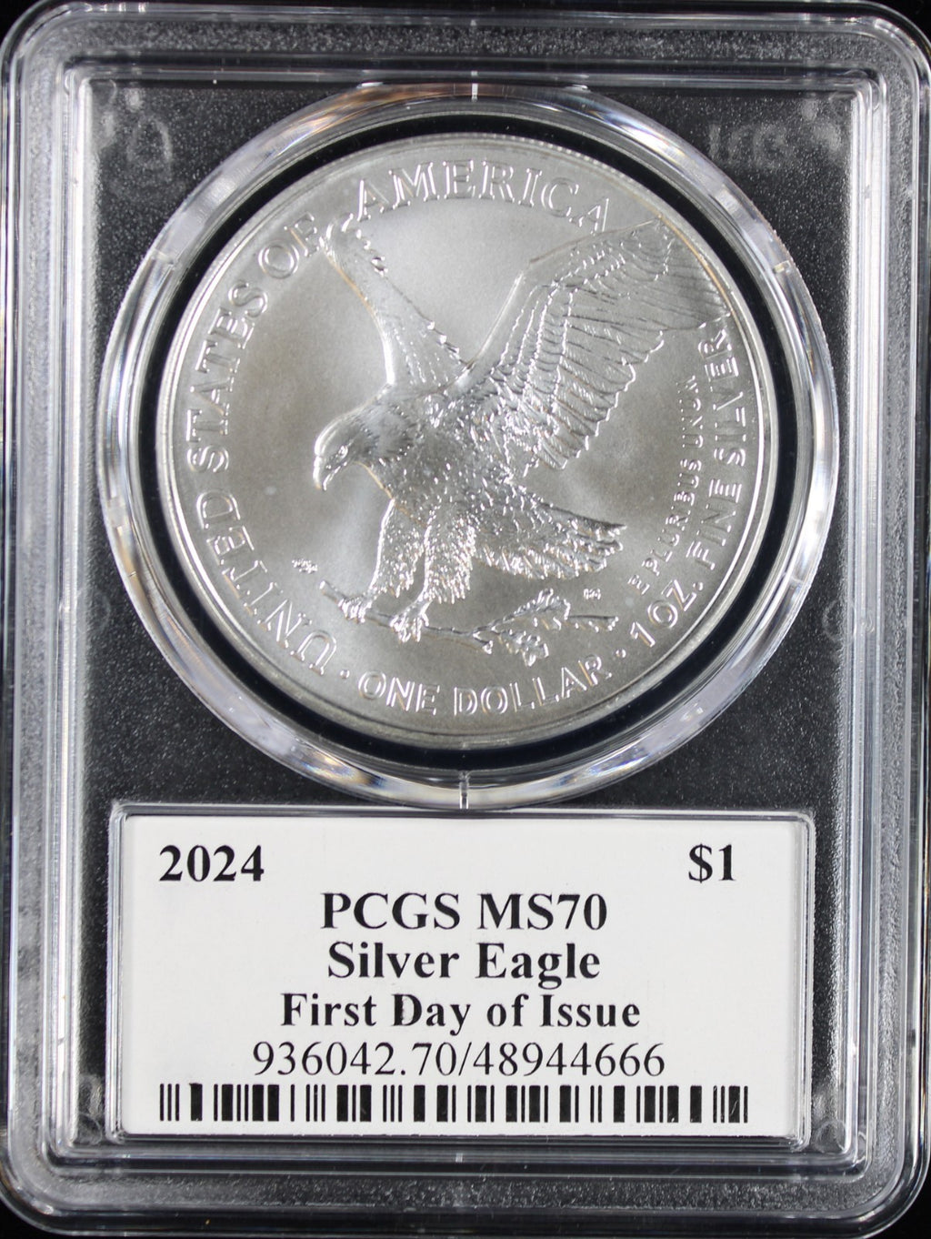 2024 Silver Eagle PCGS MS70 Damstra Signed First Day of Issue