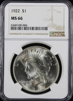 1922 Peace $1 NGC MS66