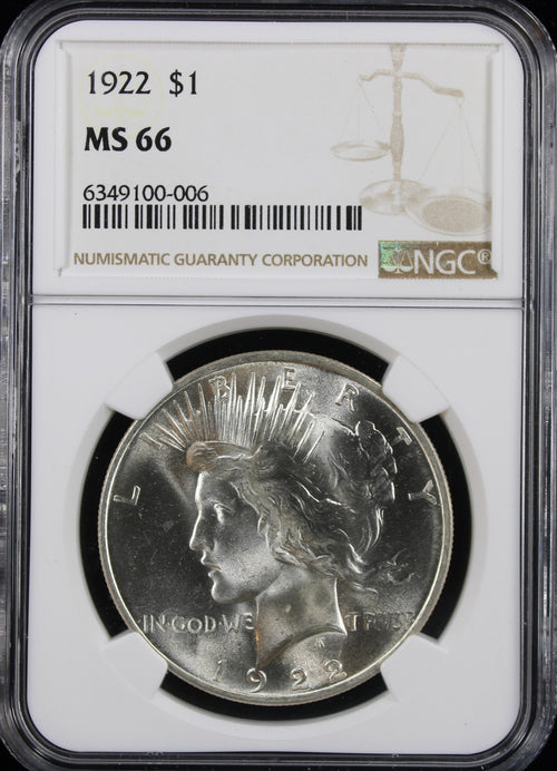 1922 Peace $1 NGC MS66
