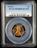1972-S Proof Lincoln Cent 1c PCGS PR68 Rd RED Deep Cameo