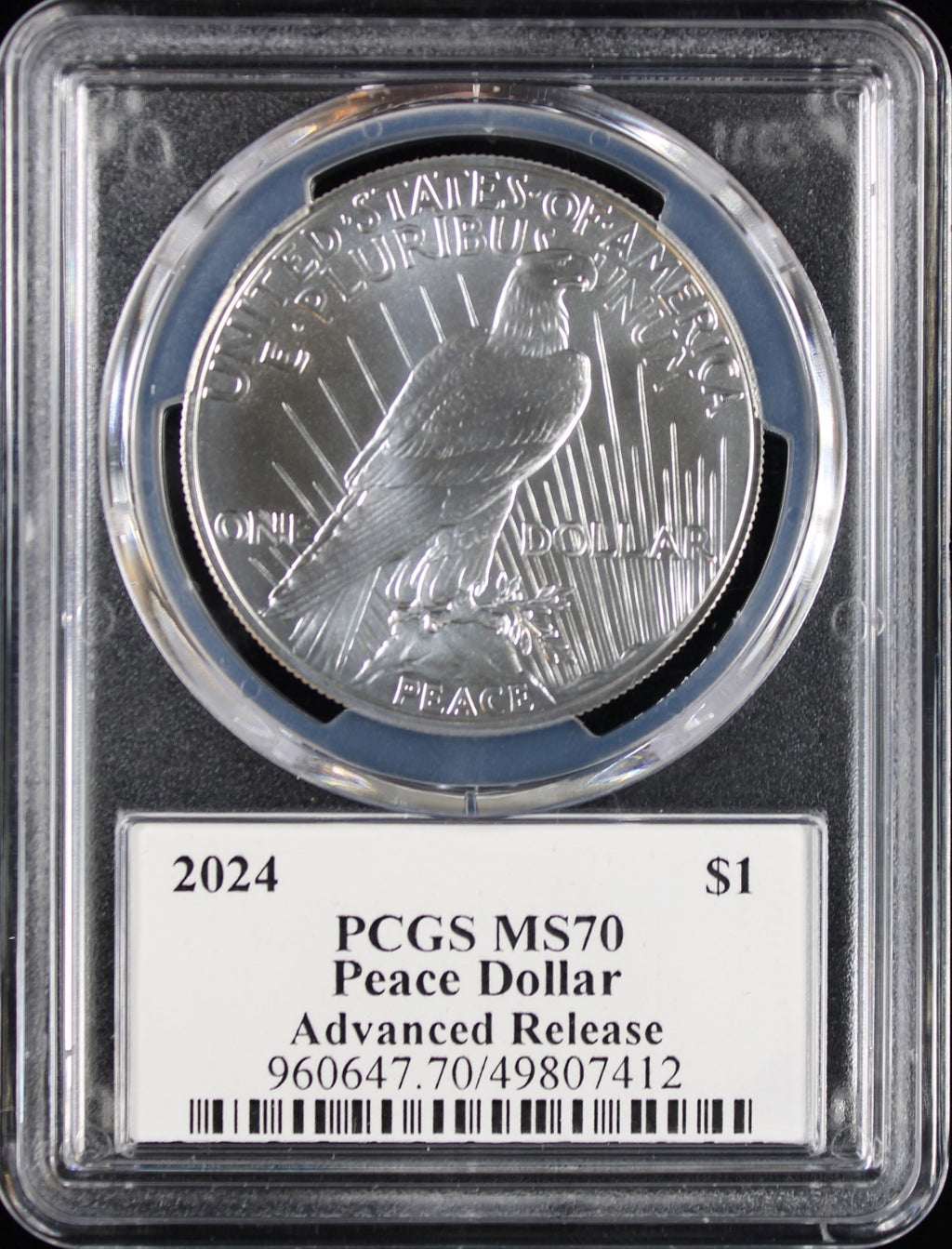2024 $1 Peace MS70 PCGS Advanced Release Emily Damstra Signature